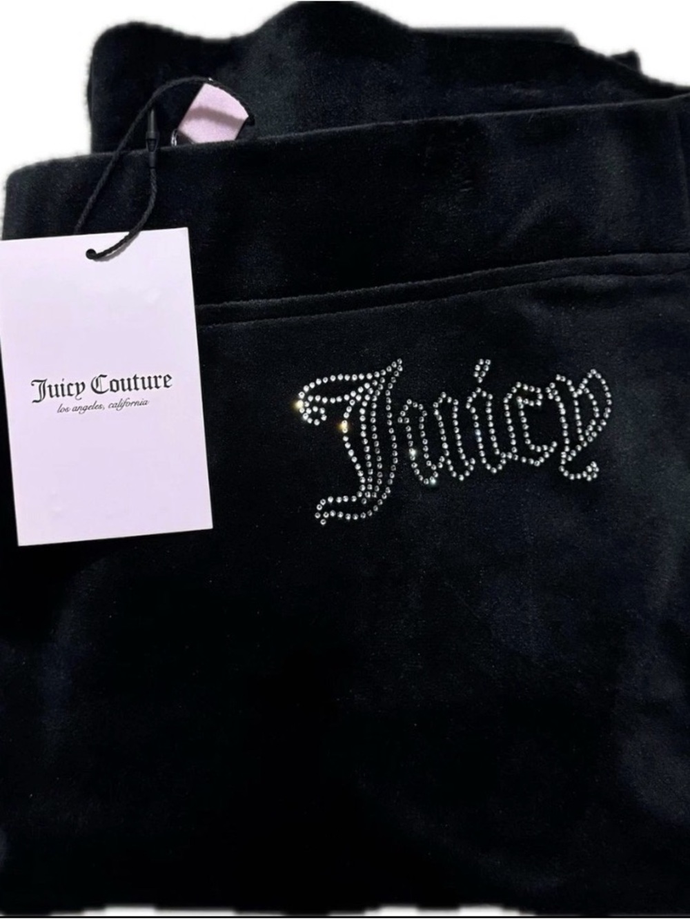 Juicy Couture Black Velour Shorts with Crystal 'Juicy' Logo